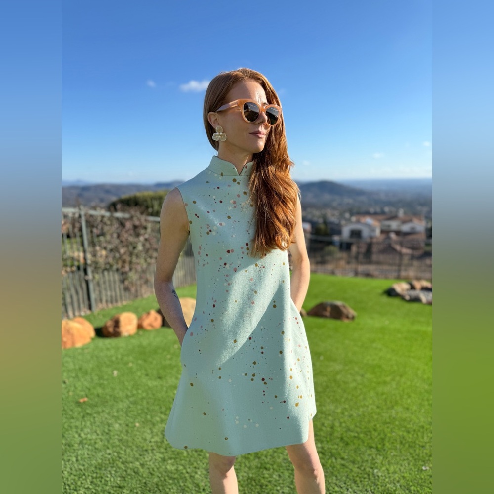 One of a kind hand painted vintage (1960-1964) mod dress.